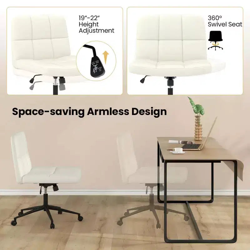 Chaise Criss Cross avec roulettes, siège surdimensionné en U, réglable en hauteur, pivotante, pour bureau à domicile