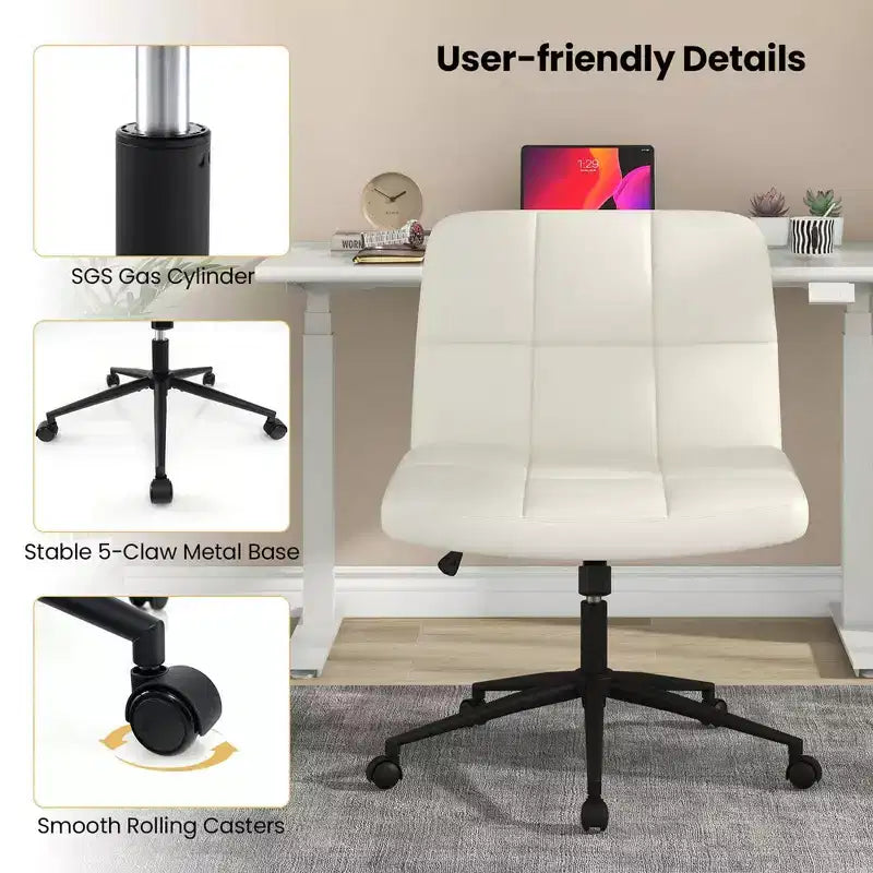 Chaise Criss Cross avec roulettes, siège surdimensionné en U, réglable en hauteur, pivotante, pour bureau à domicile