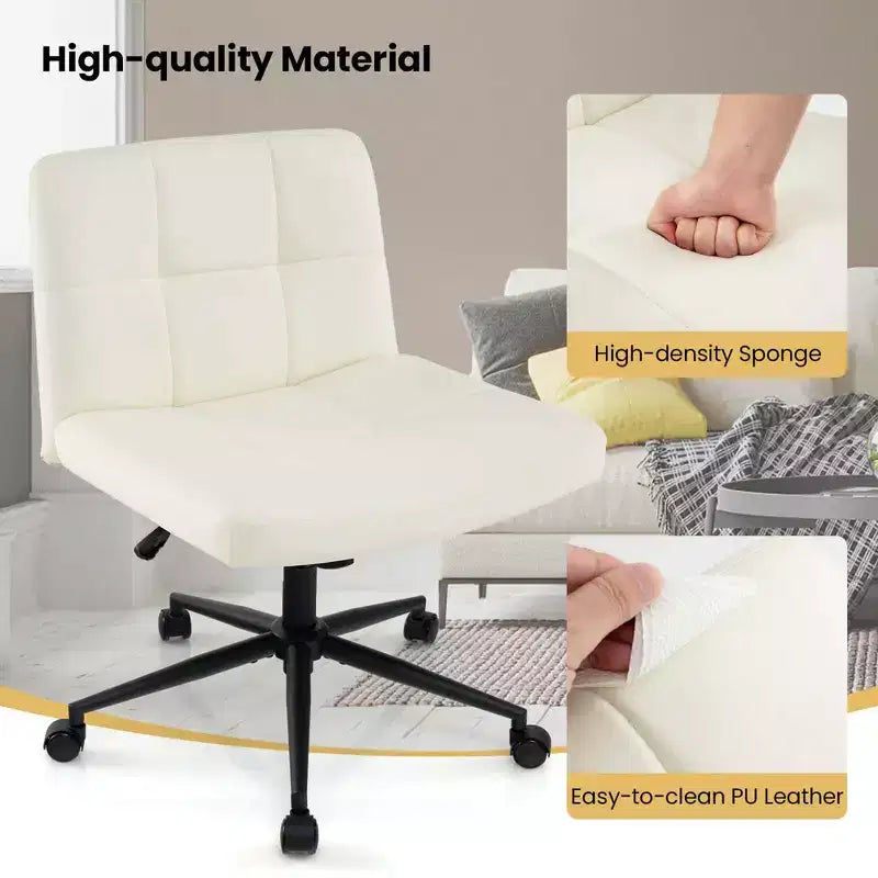 Chaise Criss Cross avec roulettes, siège surdimensionné en U, réglable en hauteur, pivotante, pour bureau à domicile