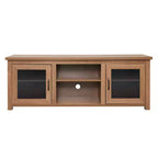 Flash Furniture Meuble TV Sheffield Classic pour téléviseurs jusqu'à 80" - Finition moderne avec portes entièrement vitrées - Cadre en bois d'ingénierie de 65" - 3 étagères
