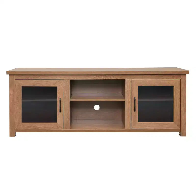 Flash Furniture Meuble TV Sheffield Classic pour téléviseurs jusqu'à 80" - Finition moderne avec portes entièrement vitrées - Cadre en bois d'ingénierie de 65" - 3 étagères