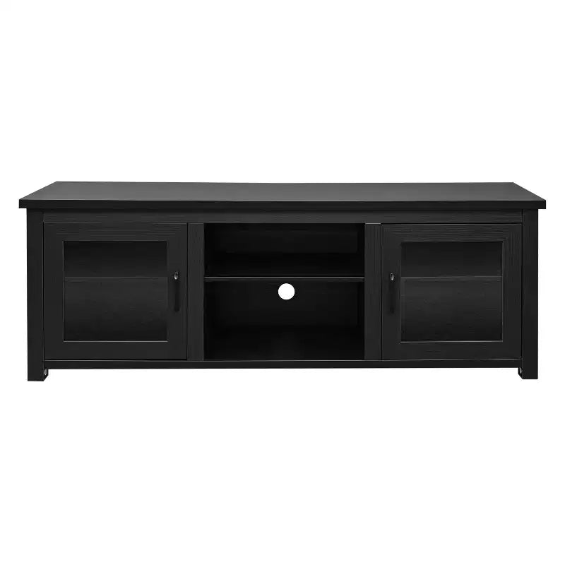 Flash Furniture Meuble TV Sheffield Classic pour téléviseurs jusqu'à 80" - Finition moderne avec portes entièrement vitrées - Cadre en bois d'ingénierie de 65" - 3 étagères