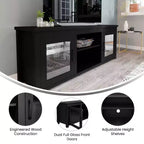 Flash Furniture Meuble TV Sheffield Classic pour téléviseurs jusqu'à 80" - Finition moderne avec portes entièrement vitrées - Cadre en bois d'ingénierie de 65" - 3 étagères