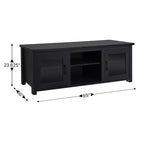 Flash Furniture Meuble TV Sheffield Classic pour téléviseurs jusqu'à 80" - Finition moderne avec portes entièrement vitrées - Cadre en bois d'ingénierie de 65" - 3 étagères