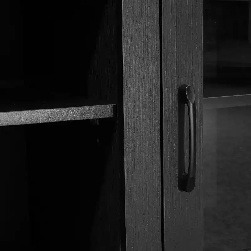 Flash Furniture Meuble TV Sheffield Classic pour téléviseurs jusqu'à 80" - Finition moderne avec portes entièrement vitrées - Cadre en bois d'ingénierie de 65" - 3 étagères