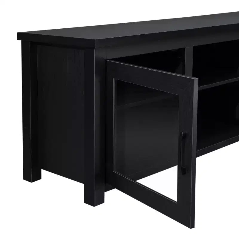 Flash Furniture Meuble TV Sheffield Classic pour téléviseurs jusqu'à 80" - Finition moderne avec portes entièrement vitrées - Cadre en bois d'ingénierie de 65" - 3 étagères