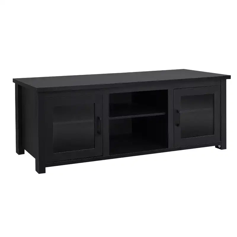 Flash Furniture Sheffield Classic TV Stand for up to 80 TVs - Modern Finish with Full Glass Doors - 65 Engineered Wood Frame - 3 Shelves