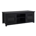 Flash Furniture Sheffield Classic TV Stand for up to 80 TVs - Modern Finish with Full Glass Doors - 65 Engineered Wood Frame - 3 Shelves