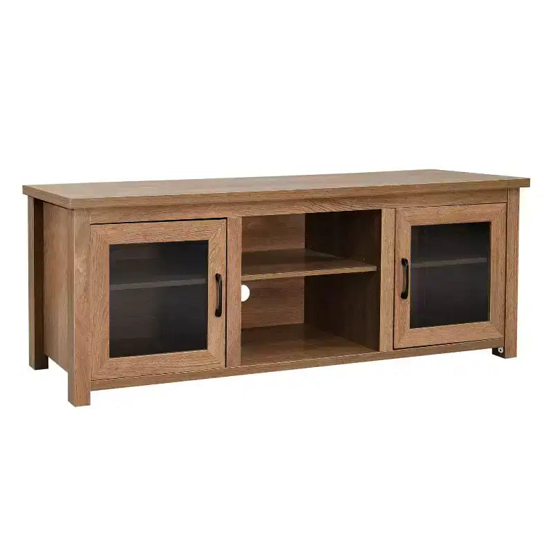 Flash Furniture Meuble TV Sheffield Classic pour téléviseurs jusqu'à 80" - Finition moderne avec portes entièrement vitrées - Cadre en bois d'ingénierie de 65" - 3 étagères
