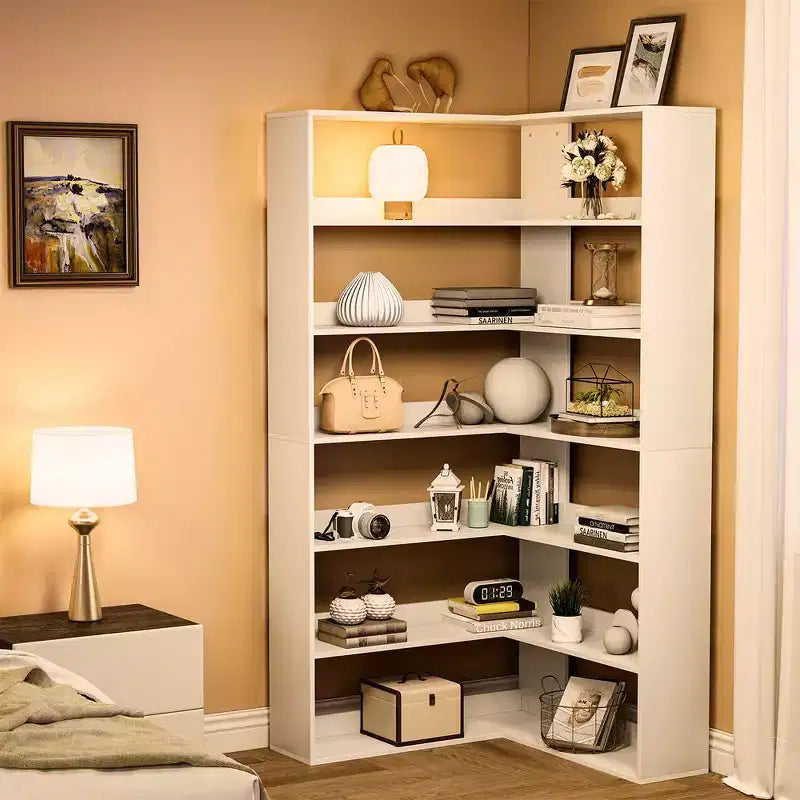 Garvee 71''Corner Bookcase, 6-Tiers Bookshelf, L-Shaped Corner Shelf Display Rack Storage for Living Room Home Office