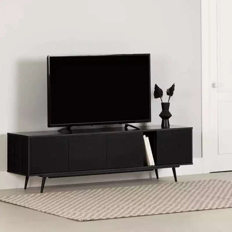 Meuble TV Mezzy de South Shore avec portes, pour téléviseurs jusqu'à 75 po
