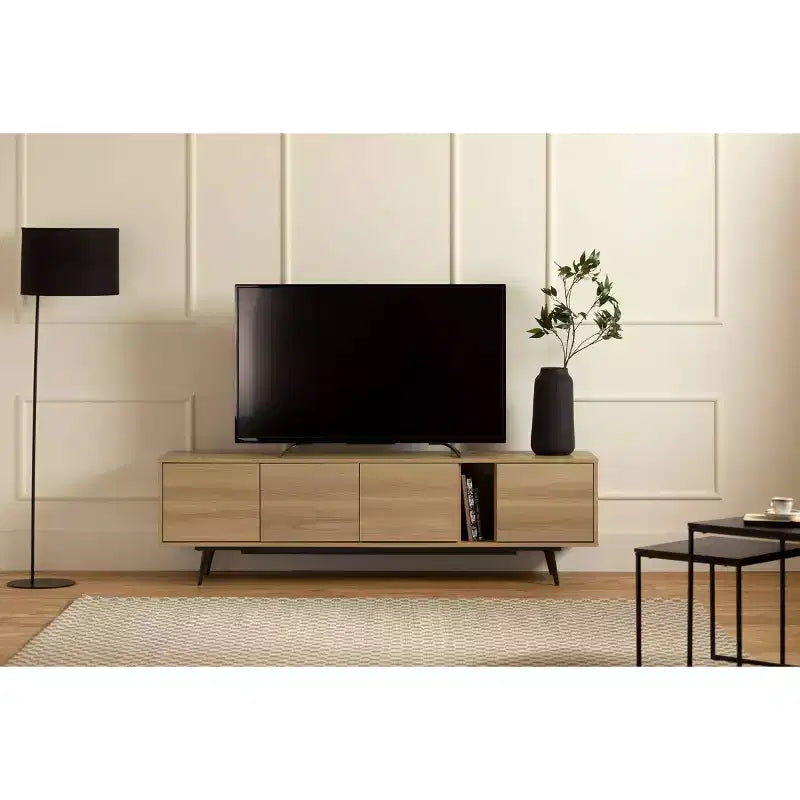 Meuble TV Mezzy de South Shore avec portes, pour téléviseurs jusqu'à 75 po