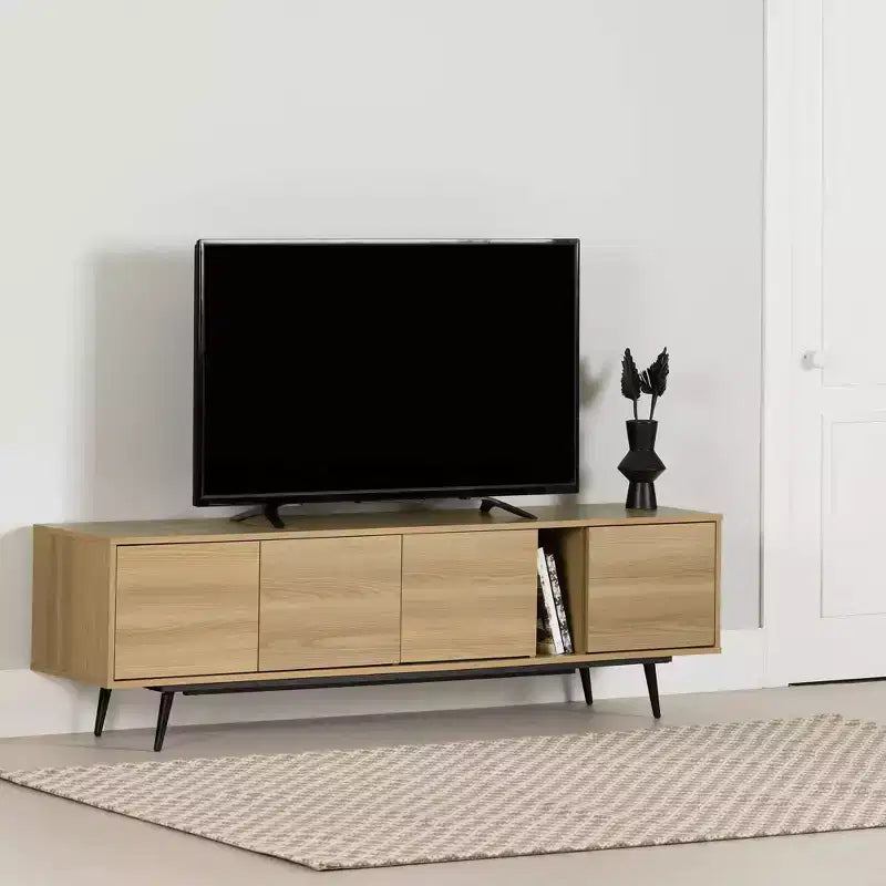 Meuble TV Mezzy de South Shore avec portes, pour téléviseurs jusqu'à 75 po