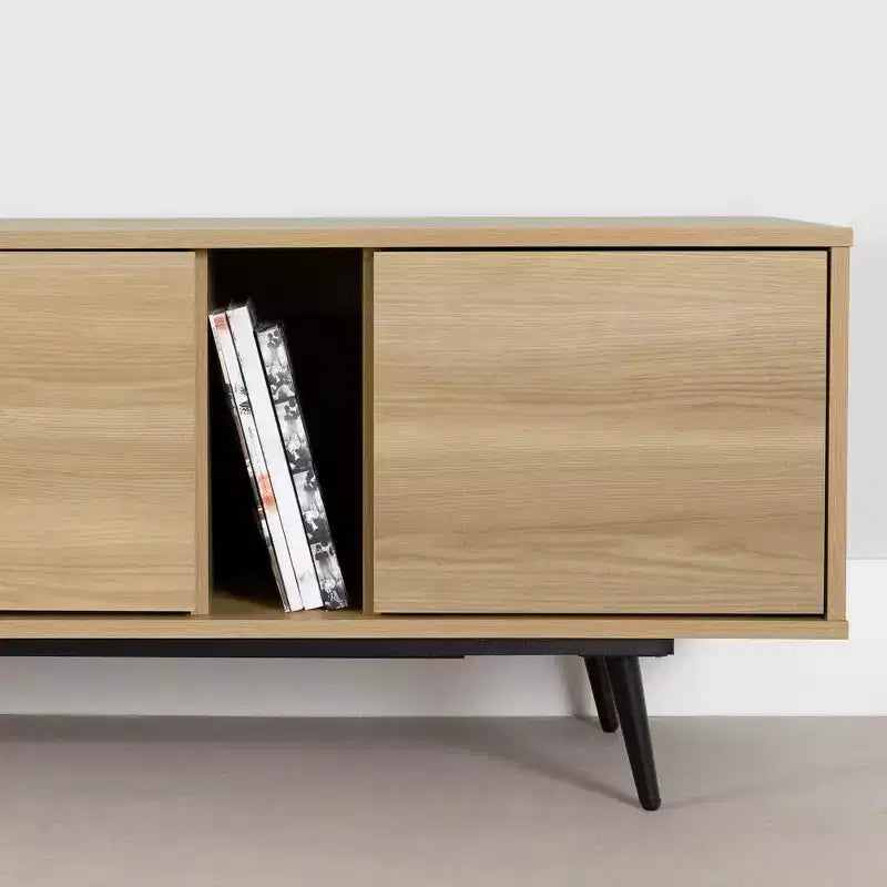 Meuble TV Mezzy de South Shore avec portes, pour téléviseurs jusqu'à 75 po