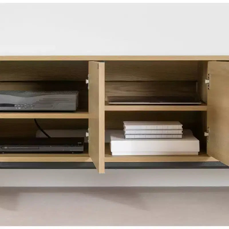 Meuble TV Mezzy de South Shore avec portes, pour téléviseurs jusqu'à 75 po